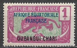 Ubangi-Shari 1924. Scott #41 (M) Leopard - Unused Stamps
