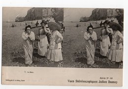 BAIGNEURS * VUES STEREOSCOPIQUES JULIEN DAMOY * E. LE DELEY * PLONGEOIR *série 10 N° 7 * Le Bain * Peut être ETRETAT ??? - Cartes Stéréoscopiques