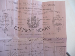 Facture Illustréée Clément Berry Cuirs Peaux Limoges 1882 - Landbouw