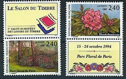 FRANCE 1994 Yvert N° 2849/ 50 Avec Logo Attenant Issu Du BF 15 ** Neuf Sans Charnière. MNH. Fleurs - Unused Stamps