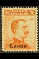 LEROS  1917 20c Orange, No Watermark, Sassone 9, Mi 11V, Never Hinged Mint, Good Centring. For More Images, Please Visit - Ägäis