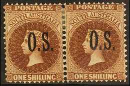 SOUTH AUSTRALIA  OFFICIAL 1902 1s Dull Brown, SG O36, Superb Mint Horizontal Pair. For More Images, Please Visit Http:// - Otros & Sin Clasificación