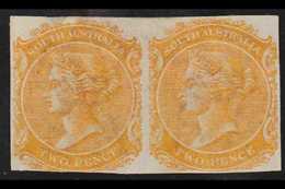 SOUTH AUSTRALIA  1876 2d IMPERF PLATE PROOF PAIR Printed In Pale Orange On Watermarked Paper, Unused & Without Gum. Love - Sonstige & Ohne Zuordnung