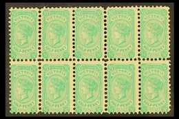 VICTORIA  1901-10 ½d Blue-green, Die I, Wmk Sideways, SG 384, Never Hinged Mint Block Of 10. For More Images, Please Vis - Autres & Non Classés