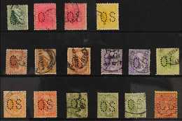 WESTERN AUSTRALIA  OFFICIALS. A Selection Of "OS" Punctured Official Perfins With Values To 2s. Interesting Group (16 St - Autres & Non Classés