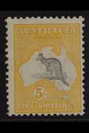 1913  5s Grey And Yellow, Wmk "Wide Crown", Kangaroo, SG 13, Fine And Fresh Mint. For More Images, Please Visit Http://w - Andere & Zonder Classificatie