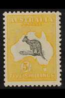 1915  5s Grey And Deep Yellow, Wmk Narrow Crown, Kangaroo, SG 42b, Very Fine Mint. For More Images, Please Visit Http:// - Andere & Zonder Classificatie