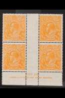 1931-36  KGV ½d Orange, SG 124, ASH Imprint Gutter Block Of Four, Very Fine Mint, The Stamps Never Hinged. For More Imag - Andere & Zonder Classificatie