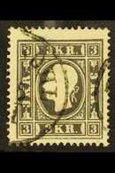 1858-59  3k Black Type Ib (Michel 11 Ib, SG 23), Fine Used, Very Fresh, Expertized A. Diena. For More Images, Please Vis - Other & Unclassified