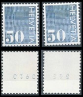 Ziffer 485RI, 50 Rp.blau  (rs Kontrollnummern - 2 Stück)        1970 - Coil Stamps