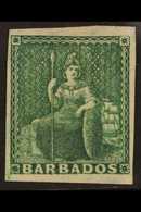 1852-55  (½d) Deep Green Britannia, SG 2, Fine Mint With Good Colour And Four Good To Large Margins, Large Part Gum. For - Barbados (...-1966)