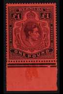 1938  KGVI £1 Purple And Black/red, Perf 14, SG 121, Very Fine Mint Lower Marginal Example. For More Images, Please Visi - Bermuda