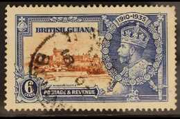 1935  6c Brown & Deep Blue Jubilee DOT TO LEFT OF CHAPEL Variety, SG 302g, Fine Used. For More Images, Please Visit Http - Guyane Britannique (...-1966)