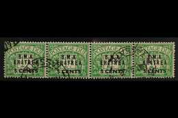 ERITREA  5c On ½d Emerald, BMA Ovpt, Variety "No Stop After A", SG ED1a In Strip With 3 Normals, Very Fine Used. For Mor - Africa Oriental Italiana