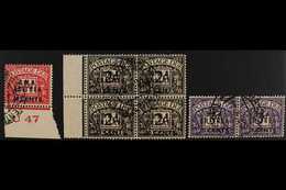 ERITREA  POSTAGE DUES 1948 BMA Ovpts Used Group With 10c On 1d Carmine With Cylinder Number, 20c On 2d Marginal Block Of - Africa Oriental Italiana