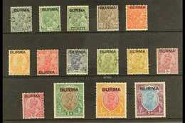 1937 MINT SELECTION  On A Stock Card & Includes KGV Opt'd Set To 5r, SG 1/15, (3a With Tiny Thin) Very Fine Mint (15 Sta - Burma (...-1947)