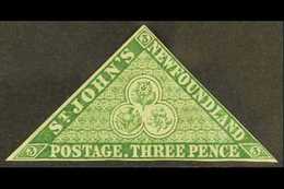 1860  3d Green On Medium Paper, SG 11, Very Fine Mint Og. For More Images, Please Visit Http://www.sandafayre.com/itemde - Otros & Sin Clasificación