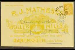 1896  Beautifully Illustrated Private Advertising Card, RJMatheson, Roller Mills, In Yellow, Franked 1c Yellow From Dart - Sonstige & Ohne Zuordnung