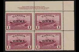 OFFICIALS  1949 $1 Purple Train Ferry "O.H.M.S." Overprint (SG O170, Unitrade O10), Never Hinged Mint Upper Right PLATE  - Sonstige & Ohne Zuordnung