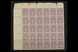 1896  1½d Deep Lilac Queen Makea Takau, SG 14, Upper Left Corner Block Of Thirty (6 X 5), Unmounted Mint, Age Marks On S - Cookeilanden