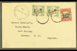 1930  (April) Envelope To London, Bearing Pictorial ½d Pair And 1d Tied By "dumb" Circles, Marine Post Office R.M.S. Tah - Cookeilanden