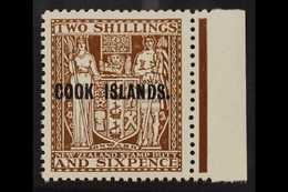 1946  2s6d Dull Brown Postal Fiscal Of New Zealand With "COOK ISLANDS" Overprint, Watermark Upright, SG 131, Very Fine M - Cookeilanden