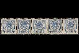 POSTAGE DUE  1902 4c Blue, Five Different Types In One Strip, Facit L2v, Fine Mint, Some Perf Separation. (strip Of 5 St - Dänisch-Westindien