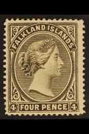 1889  4d Olive Grey Black "REVERSED CA WATERMARK", SG 12x, Mint With Large Part OG. For More Images, Please Visit Http:/ - Falklandeilanden
