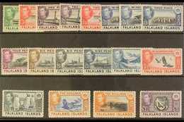 1938-50  Pictorials Complete Set, SG 146/63, Never Hinged Mint. Scarce In This Condition (18 Stamps) For More Images, Pl - Falklandeilanden
