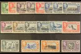 1938-50  Pictorials Complete Set, SG 146/63, Never Hinged Mint. Scarce In This Condition (18 Stamps) For More Images, Pl - Falkland Islands