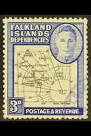 1946-9  3d Black & Blue, EXTRA ISLAND FLAW On Thick & Coarse Map Issue, SG G4aa, Very Fine Used. For More Images, Please - Islas Malvinas