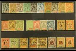 GUADELOUPE  1892-1912 All Different Mint Group With 1892 Set, 1900 Set To 25c, 1903 Basic Surcharge Set Of 5, 1904 1fr O - Other & Unclassified