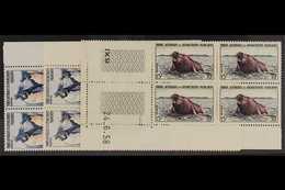 TAAF  1956 Animals Complete Set, Yvert 2/7, Never Hinged Mint Corner DATED BLOCKS Of 4, Very Fresh. (6 Blocks = 24 Stamp - Sonstige & Ohne Zuordnung