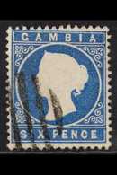 1880-81  6d Blue, CC Wmk Upright, Variety "SLOPING LABEL" SG 18Bc, Fine Used. For More Images, Please Visit Http://www.s - Gambia (...-1964)