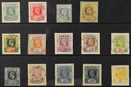 1909  KEVII Definitive Set, SG 72/85, Mostly Tied To Small Pieces, Very Fine Used (14 Stamps) For More Images, Please Vi - Gambia (...-1964)