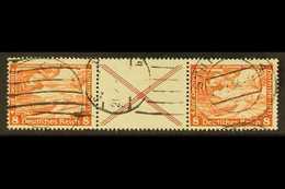 1933  8pf+label+8pf Orange-red Wagner Horizontal SE-TENANT STRIP, Michel W 54, Fine Used, Fresh & Scarce. For More Image - Andere & Zonder Classificatie