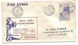 Senegal Lettre Avion St Louis Port Etienne Mauritanie 1946 Airmail Cover Brief Belege Correo Aereo - Brieven En Documenten