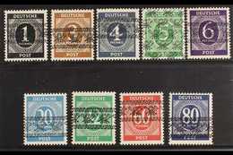 BIZONE  1948 Posthorn Band Overprints On Numerals UNISSUED Complete Set, Michel I/IX I, Fine Mint, Most Stamps Expertize - Other & Unclassified