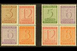 RUSSIAN ZONE  WEST SAXONY 1945-46 Both CENTRAL SE-TENANT BLOCKS Of 4, Michel Hz 10/11, Never Hinged Mint, Very Fresh & S - Other & Unclassified