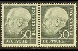 1954-61  50pf Slate-black Heuss (Michel 189x, SG 1115), Never Hinged Mint HORIZONTAL PAIR, Very Fresh. (2 Stamps) For Mo - Otros & Sin Clasificación