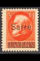 1920  3m Scarlet Stamp Of Bavaria With "Saare" Overprint (Michel 29, SG 29), Fine Mint, Fresh, Expertized A.Brun. For Mo - Other & Unclassified