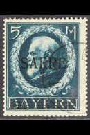 1920  5m Prussian Blue Stamp Of Bavaria With "SAARE" Overprint (Michel 30, SG 30), Used With "St Jngbert" Cds Cancel, A  - Other & Unclassified