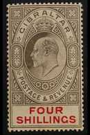 1906-11  KEVII 4s Black & Carmine, SG 73, Very Fine Mint. For More Images, Please Visit Http://www.sandafayre.com/itemde - Gibraltar