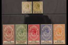 1925-32 HIGH VALUES.  KGV (new Colours) High Value Definitive Set Complete To £1 Red-orange And Black, SG 102/107, With  - Gibraltar