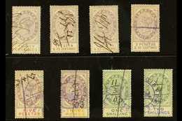 REVENUE STAMPS  STAMP DUTY 1894 30c, 1p25, 1p85, 2p50 And 5p (Barefoot 1/2 & 4/6); Plus 1898 3d, 1s And 2s (Barefoot 10/ - Gibraltar