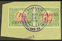 1916  12½ On 1c Claret & Green INVERTED "13½" FOR "12½" Variety In Horizontal SE-TENANT PAIR With Normal Stamp, SG 153+1 - Guatemala