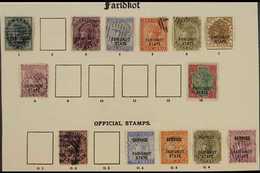 FARIDKOT  1887-1900 FINE USED SELECTION, All Different, Includes 1887-1900 Set To 8a & 1r And Officials 1887-98 Vals To  - Andere & Zonder Classificatie