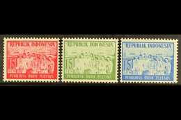 1955 RARE PROOFS.  15s Elections Perf PROOFS In Three Different Colours (red, Green & Blue) On Ungummed Paper, Catalogue - Indonesië