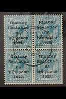 1922  10d Turquoise-blue Thom Overprint, SG 42, Superb Cds Used BLOCK Of 4 Cancelled With Upright Central "Cork" Cds Can - Andere & Zonder Classificatie