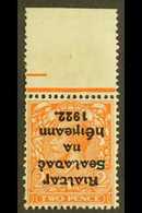 1922 THOM  2d Orange Die II, Overprint Inverted (Hib. T17a), Fine Never Hinged Mint With Upper Sheet Margin. For More Im - Otros & Sin Clasificación